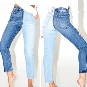 NWOT Yin Yang Two Tone Zipper Denim Jeans